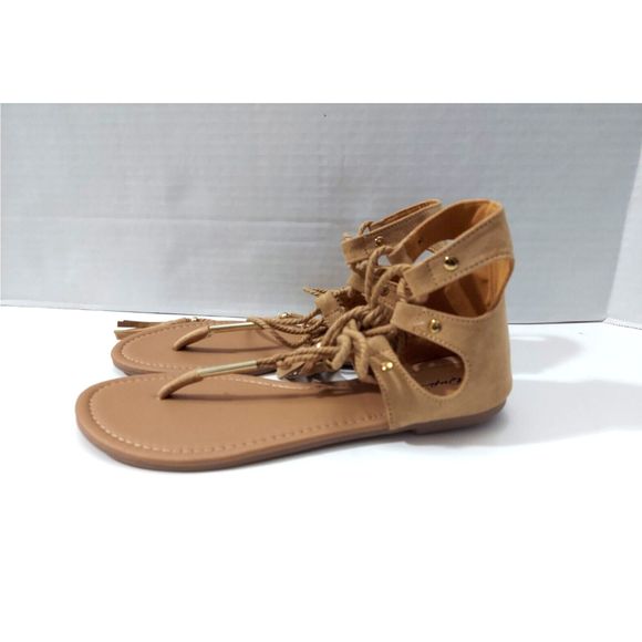 NEW Suede Gladiator T-strap Sandals Sizes 7 & 7.5 - Picture 1 of 5